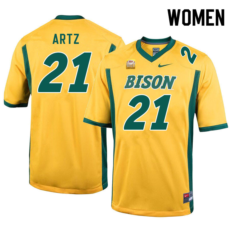 Women #21 Hudson Artz North Dakota State Bison College Football Jerseys Sale-Yellow